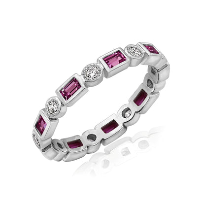 Alternative Round And Baguette Bezel Eternity Ring