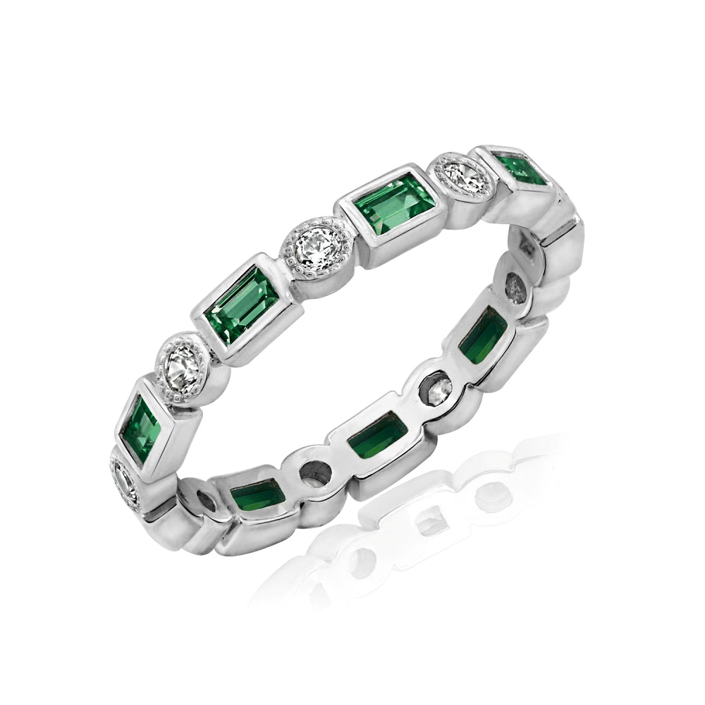 Alternative Round And Baguette Bezel Eternity Ring