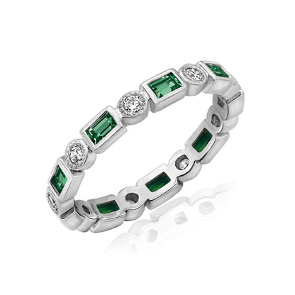 Alternative Round And Baguette Bezel Eternity Ring