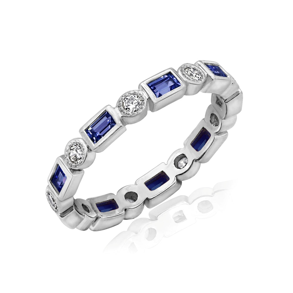 Alternative Round And Baguette Bezel Eternity Ring
