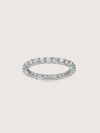 DIAMONBLISS Yellow-tone Brass Round  cut Eternity Ring| Embellished with Swarovski® Zirconia| 1.5 cttws