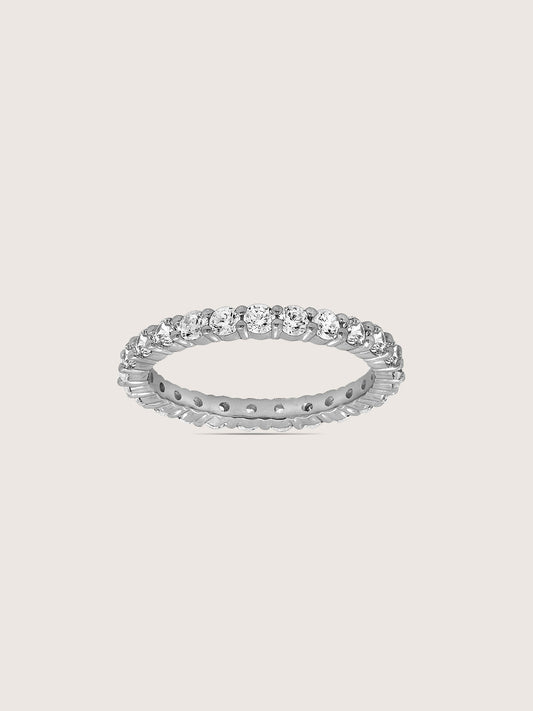 DIAMONBLISS Silver-tone Brass Round  cut Eternity Ring| Embellished with Swarovski® Zirconia| 1.5 cttws