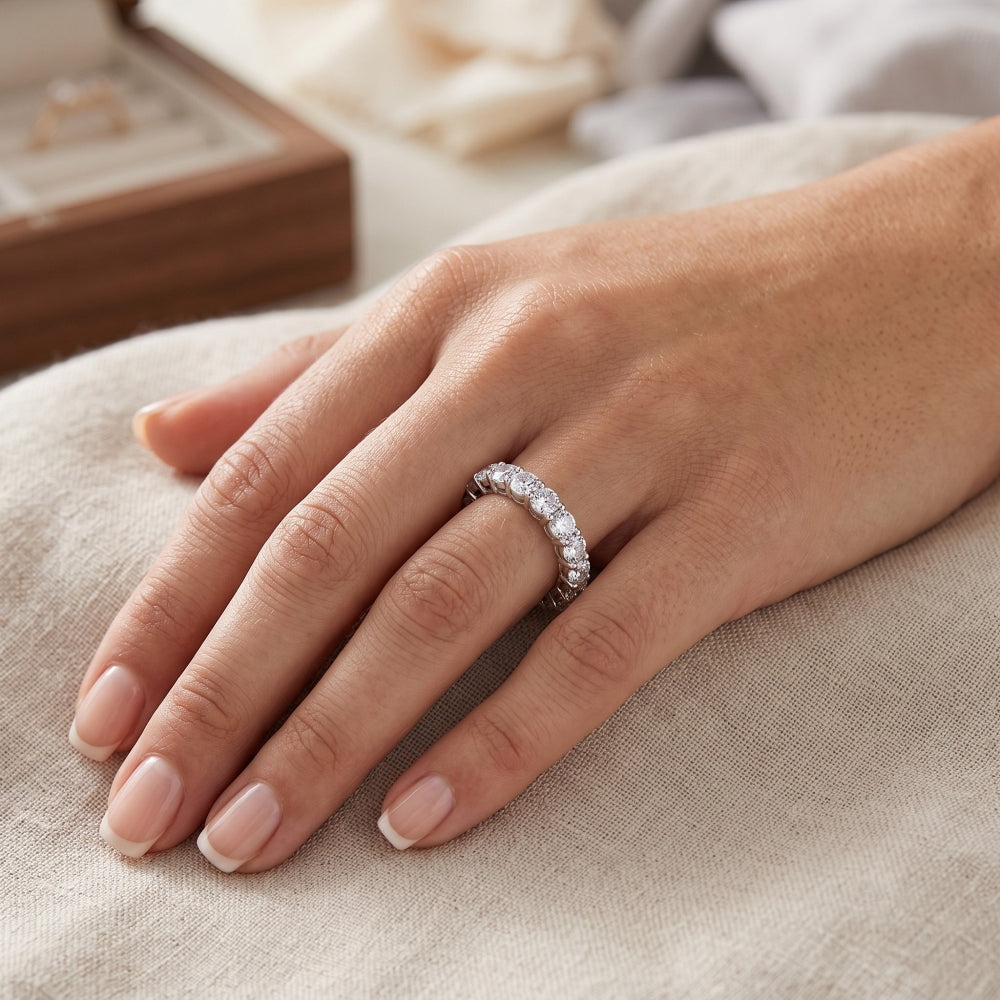 3.5mm Round Cut Prong Set Eternity Ring