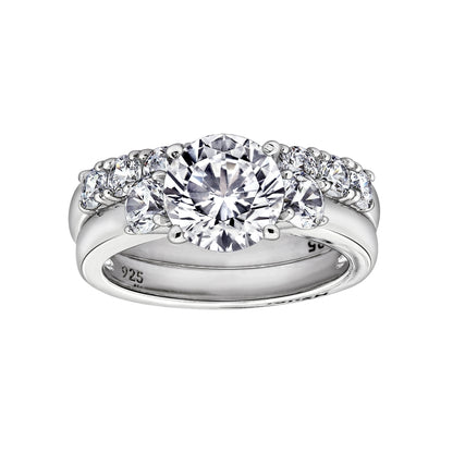 3.3 Carats Round Cut Three Stones Wedding Set