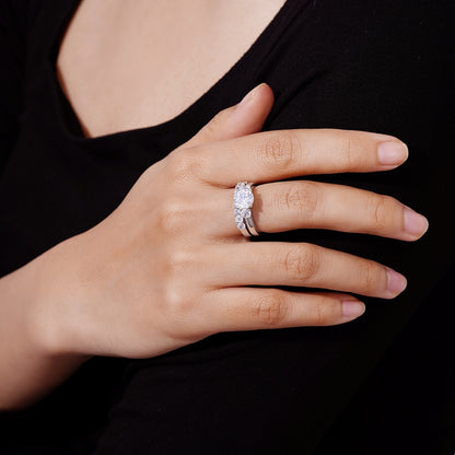 3.3 Carats Round Cut Three Stones Wedding Set