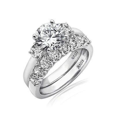 3.3 Carats Round Cut Three Stones Wedding Set