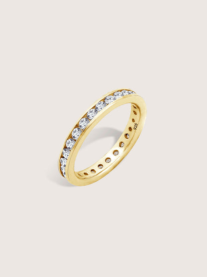 DIAMONBLISS Brass Channel setting Round  cut Eternity Ring| Embellished with Swarovski® Zirconia| 1 cttw