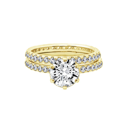 3 Carats Round Cut Thin Band Wedding Set