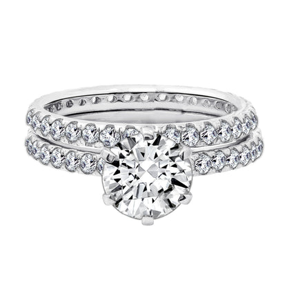 3 Carats Round Cut Thin Band Wedding Set