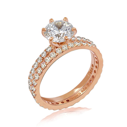 3 Carats Round Cut Thin Band Wedding Set
