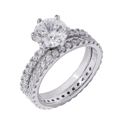 3 Carats Round Cut Thin Band Wedding Set