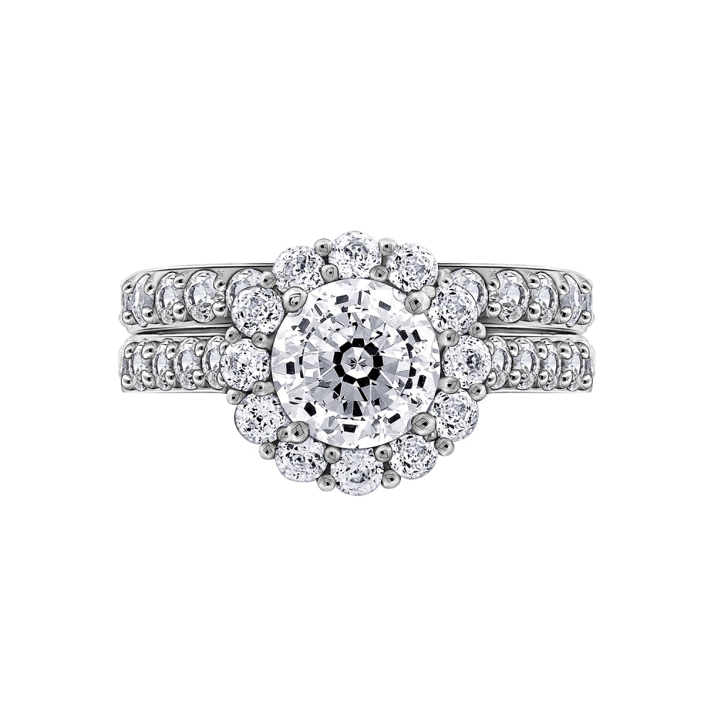 2.9 Carats Round Cut Halo Wedding Set