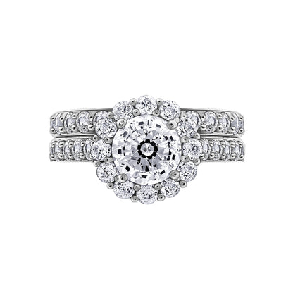 2.9 Carats Round Cut Halo Wedding Set