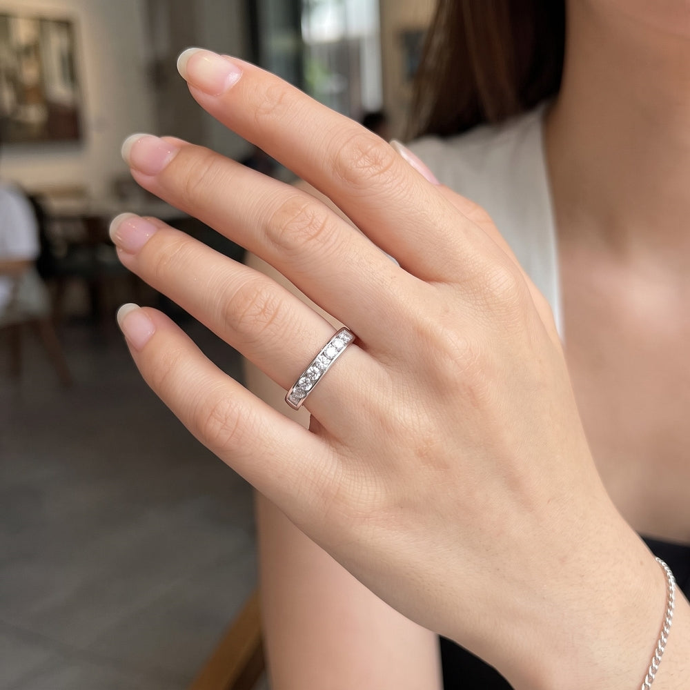 3mm Round Cut Channel Set Half Band Ring