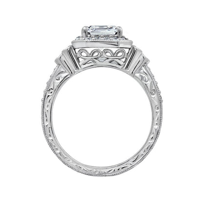 Asscher Cut Halo Vintage Wedding Set