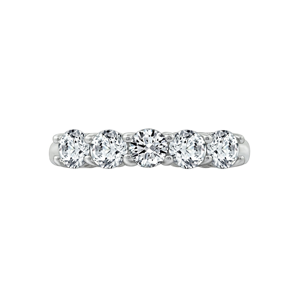 Round Cut 4mm Prong Set Five Stones Ring