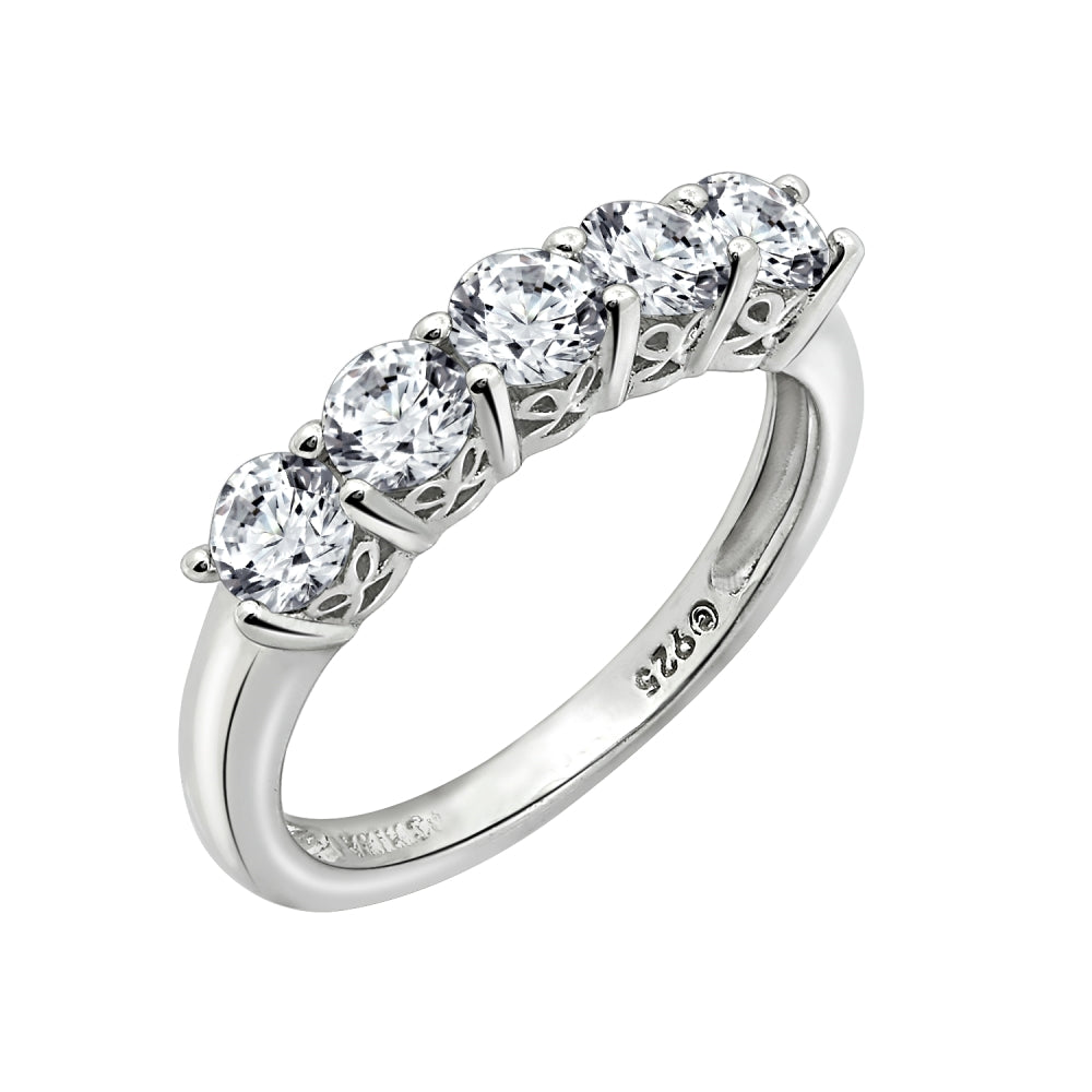 Round Cut 4mm Prong Set Five Stones Ring
