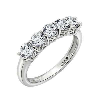 Round Cut 4mm Prong Set Five Stones Ring