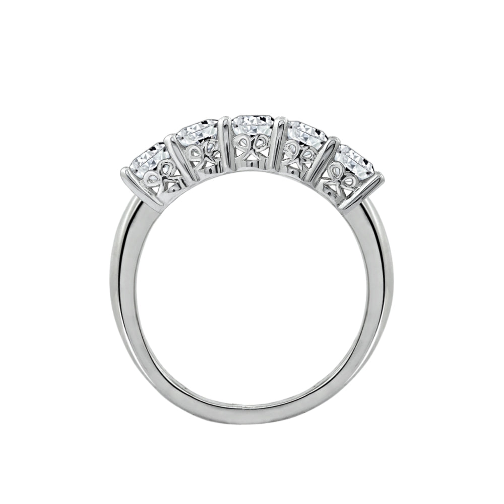 Round Cut 4mm Prong Set Five Stones Ring