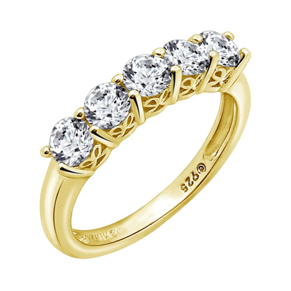 Round Cut 4mm Prong Set Five Stones Ring