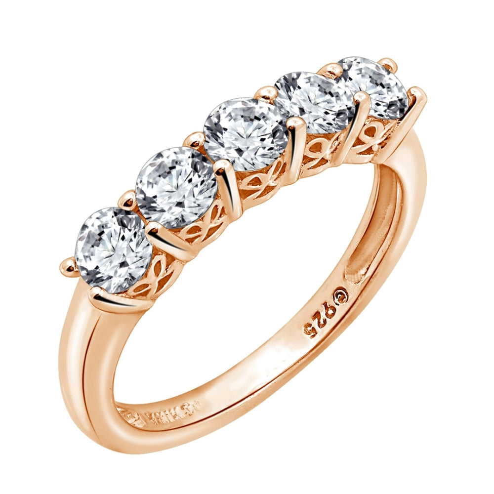 Round Cut 4mm Prong Set Five Stones Ring