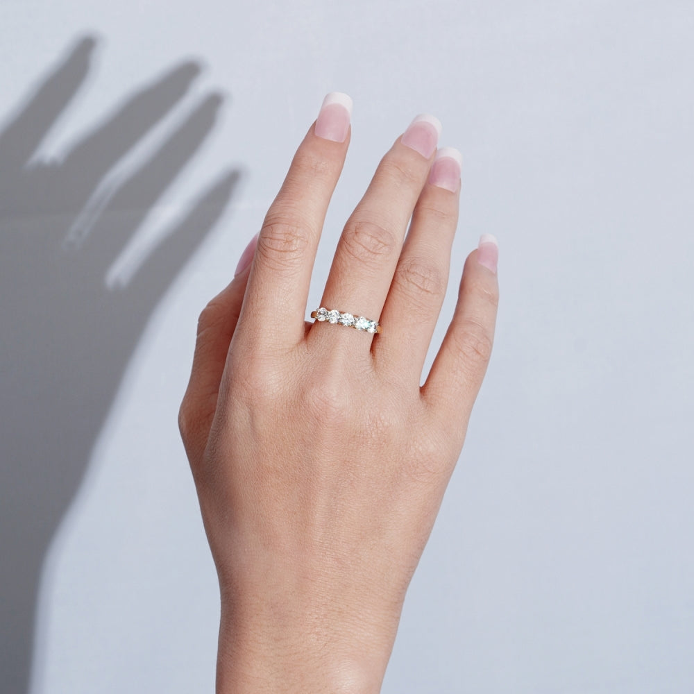 Round Cut 4mm Prong Set Five Stones Ring