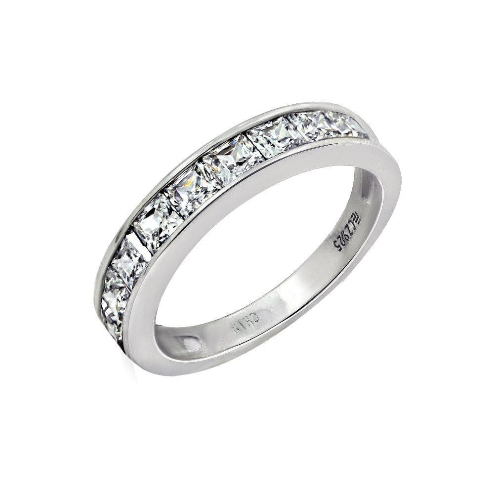 Princess Cut 3mm Channel Set Half Band Ring