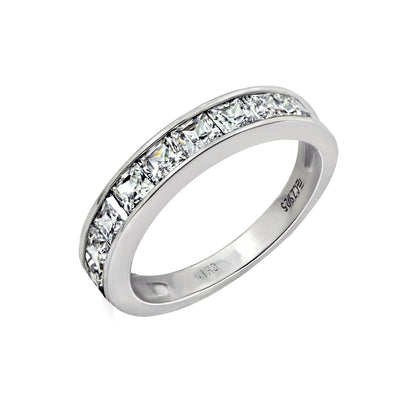 Princess Cut 3mm Channel Set Half Band Ring