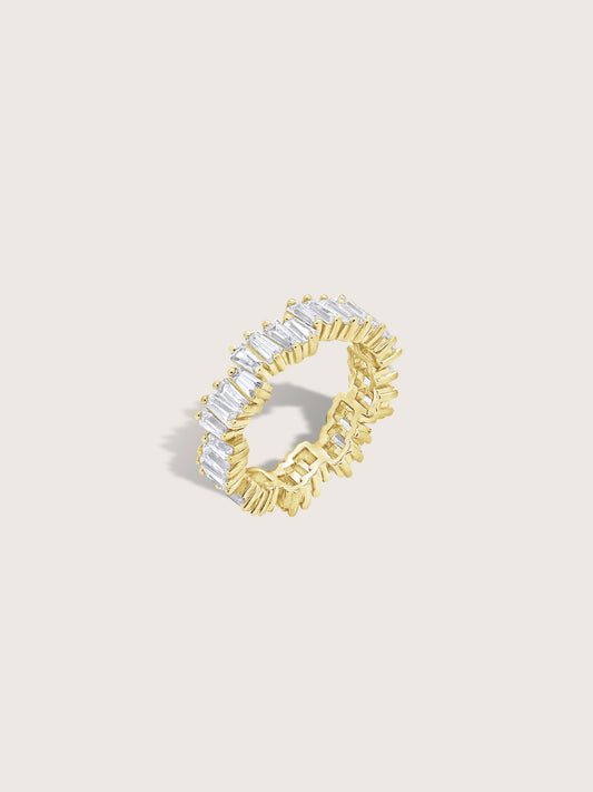 KIERA COUTURE 3.42 cttw White Baguette Cut Cubic Zirconia Sterling Silver Wavy Eternity Band Ring