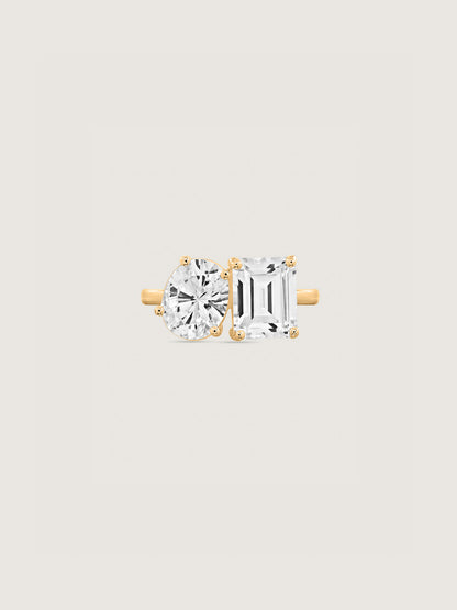 Oval and Emerald Cut Toi et Moi Ring