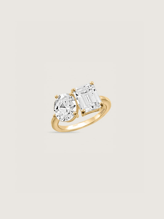 Oval and Emerald Cut Toi et Moi Ring