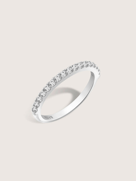 DIAMONBLISS Silver-tone Brass Round  cut Half Eternity Ring| Embellished with Swarovski® Zirconia| 0.5 cttw