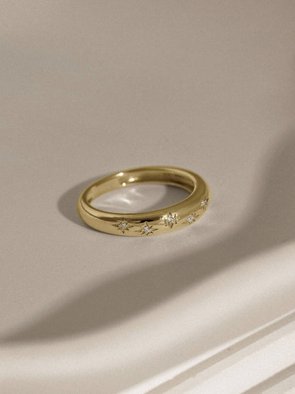 Lab Grown Diamond Starburst Dome Band Ring