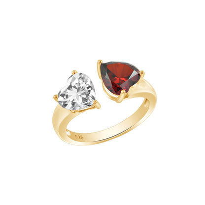 DIAMONBLISS Marilyn Red Ruby and CZ Open Heart Ring