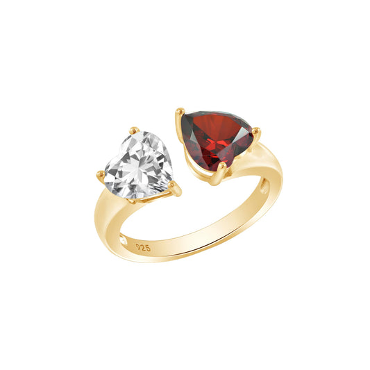 DIAMONBLISS Marilyn Red Ruby and CZ Open Heart Ring