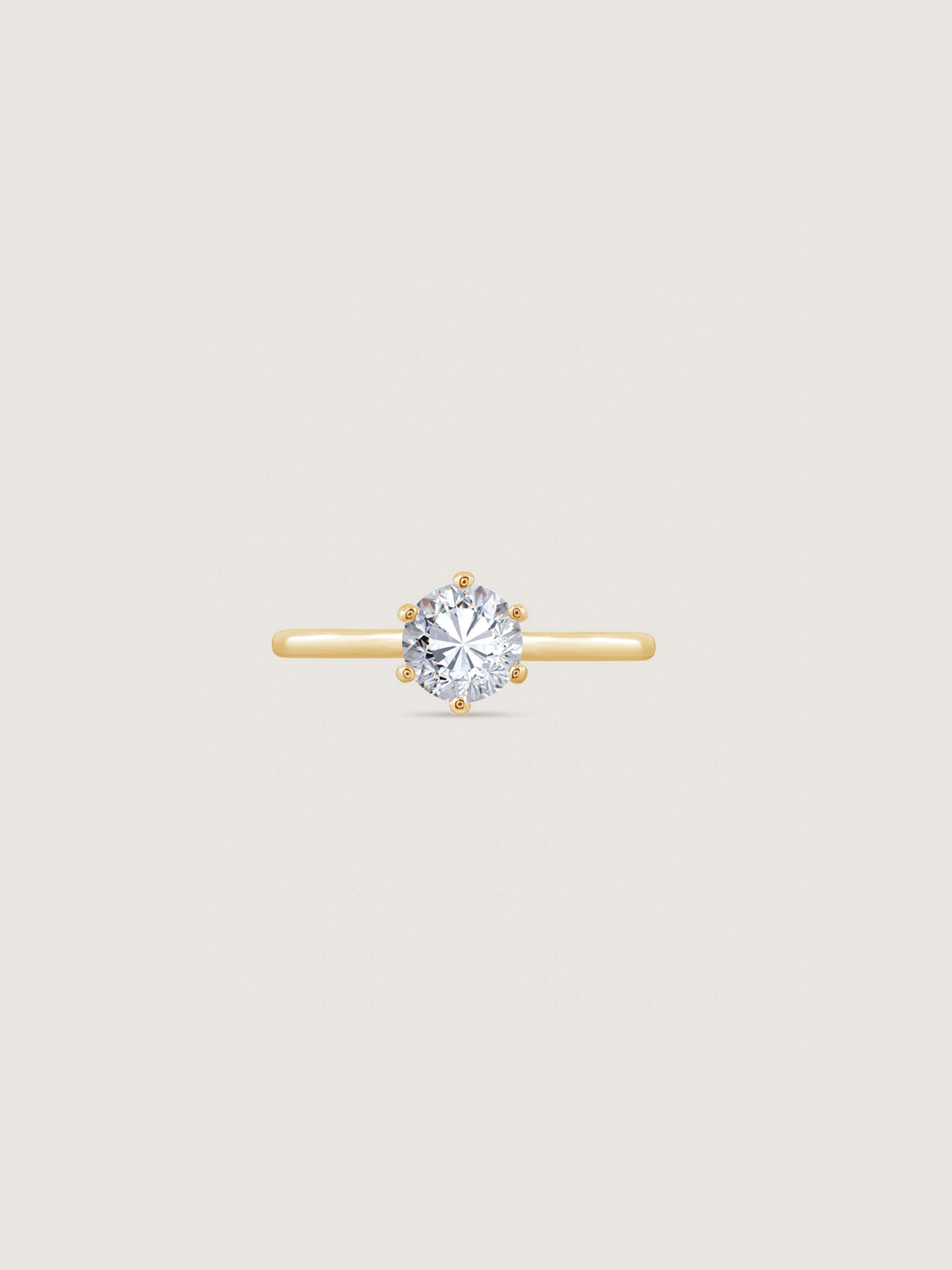 Diamonbliss Yellow Gold Plated Sterling Silver Solitaire Round cut Ring| 1 cttw