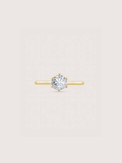 Diamonbliss Yellow Gold Plated Sterling Silver Solitaire Round cut Ring| 1 cttw