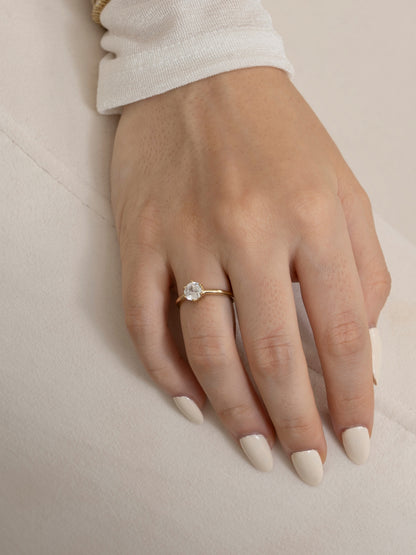 Diamonbliss Yellow Gold Plated Sterling Silver Solitaire Round cut Ring| 1 cttw