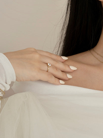 Diamonbliss Yellow Gold Plated Sterling Silver Solitaire Round cut Ring| 1 cttw