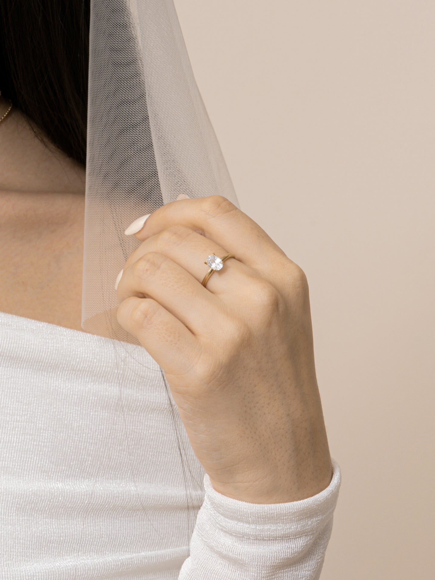 Diamonbliss Yellow Gold Plated Sterling Silver Solitaire Oval cut Ring| 1 cttw