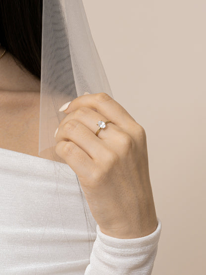 Diamonbliss Yellow Gold Plated Sterling Silver Solitaire Oval cut Ring| 1 cttw