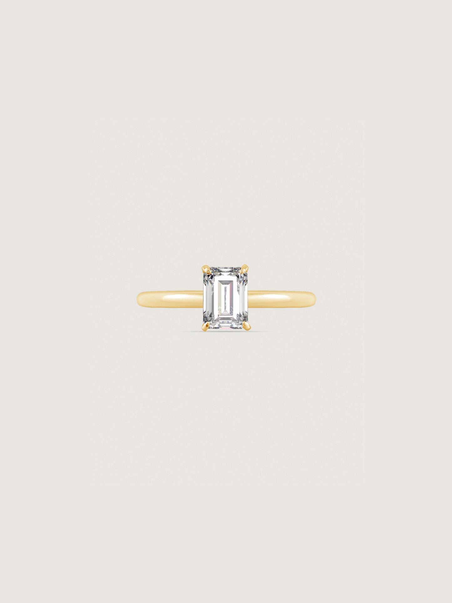 Diamonbliss Yellow Gold Plated Sterling Silver Solitaire Emerald cut Ring| 1 cttw