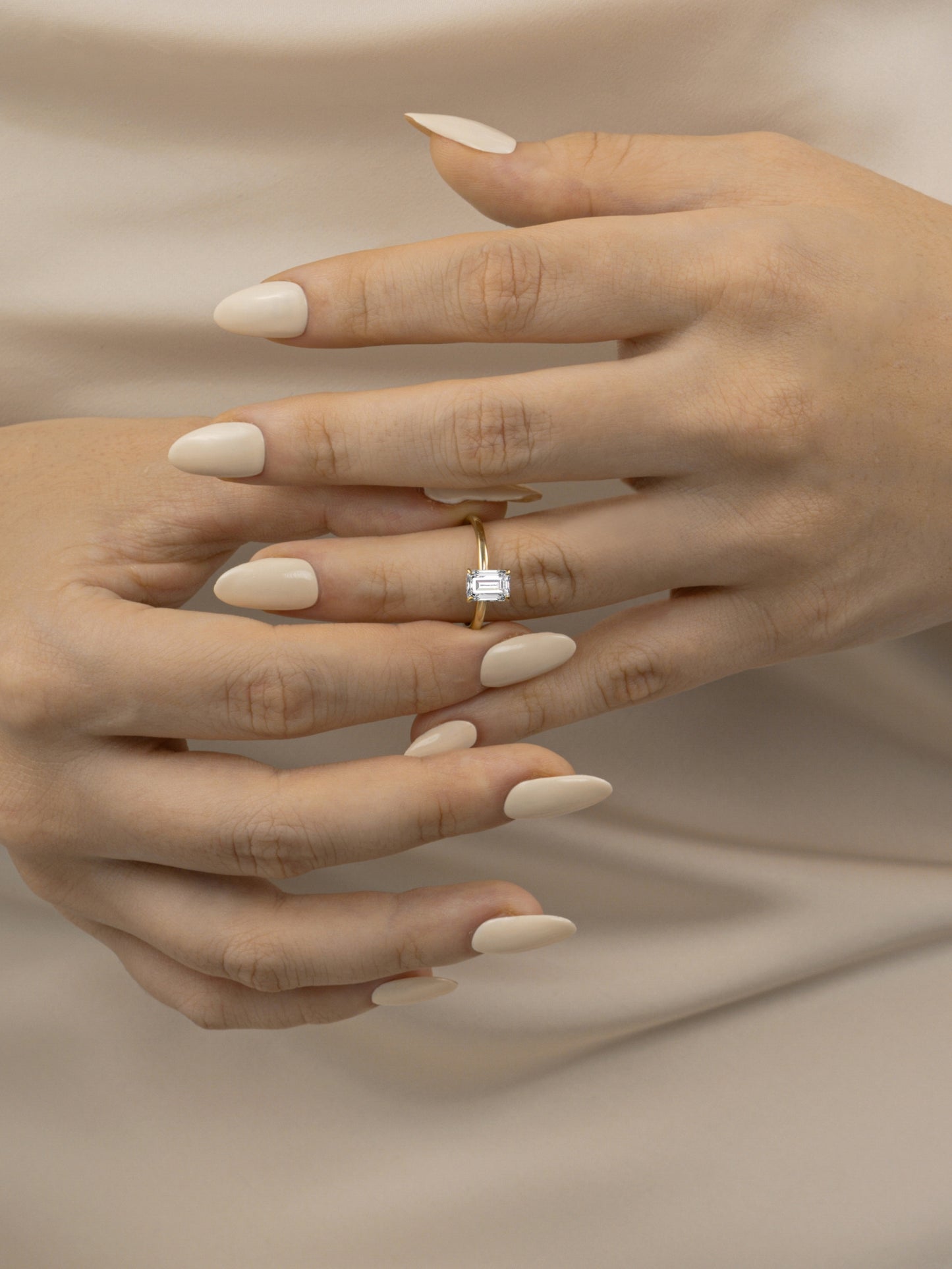 Diamonbliss Yellow Gold Plated Sterling Silver Solitaire Emerald cut Ring| 1 cttw