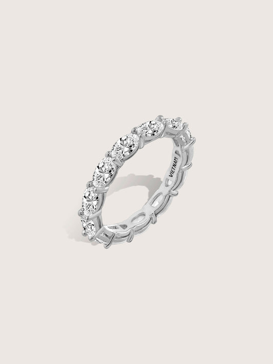 DIAMONBLISS Brass Oval cut Eternity Ring| Embellished with Swarovski® Zirconia| 3.5 cttws