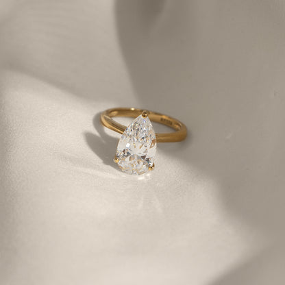 DIAMONBLISS 5-Carat Solitaire Ring For Women | 14K Gold Plated 925 Sterling Silver Celebrity Cocktail Ring | 100 Facet Cubic Zirconia