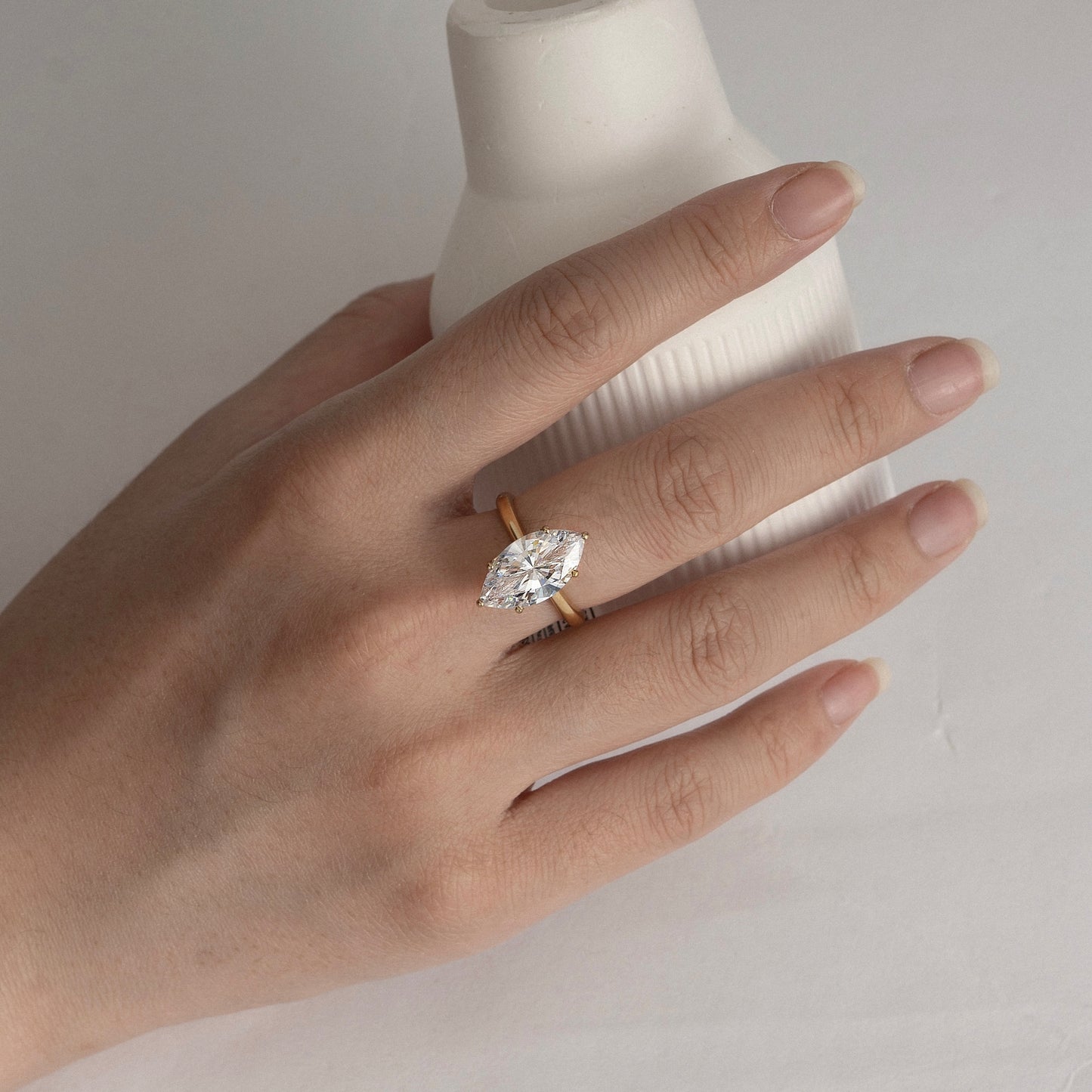 DIAMONBLISS 5-Carat Solitaire Ring For Women | 14K Gold Plated 925 Sterling Silver Celebrity Cocktail Ring | 100 Facet Cubic Zirconia