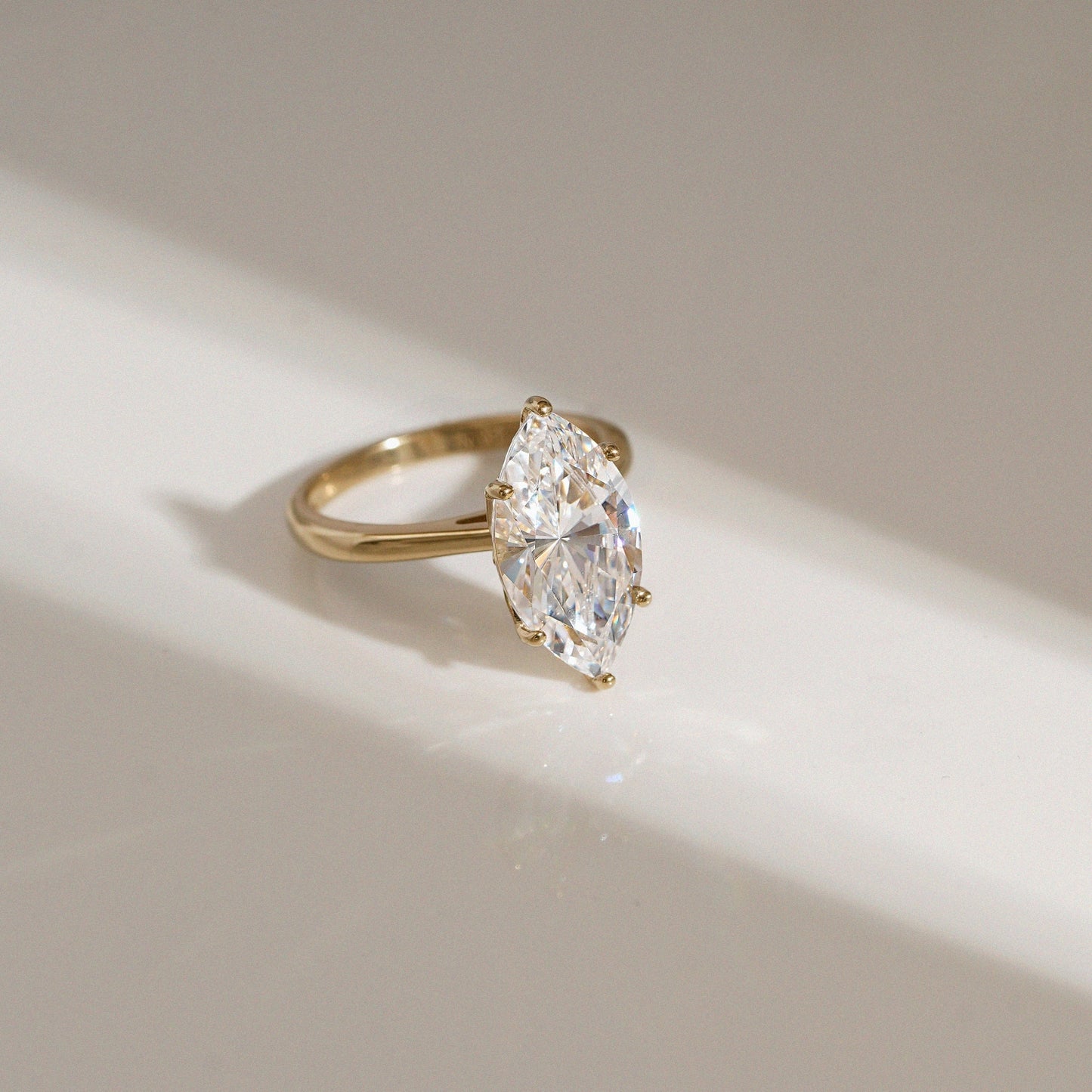 DIAMONBLISS 5-Carat Solitaire Ring For Women | 14K Gold Plated 925 Sterling Silver Celebrity Cocktail Ring | 100 Facet Cubic Zirconia