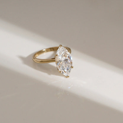 DIAMONBLISS 5-Carat Solitaire Ring For Women | 14K Gold Plated 925 Sterling Silver Celebrity Cocktail Ring | 100 Facet Cubic Zirconia