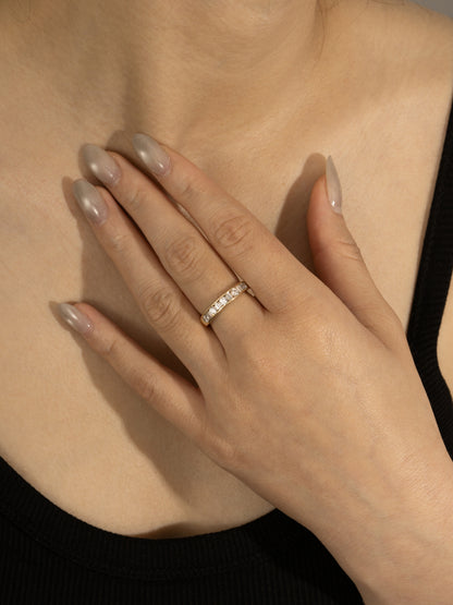 DIAMONBLISS Brass Mixed cut Eternity Ring| Embellished with Swarovski® Zirconia| 1 cttw