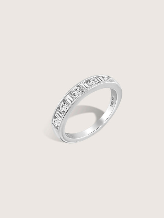 DIAMONBLISS Silver-tone Brass Mixed cut Eternity Ring| Embellished with Swarovski® Zirconia| 1 cttw
